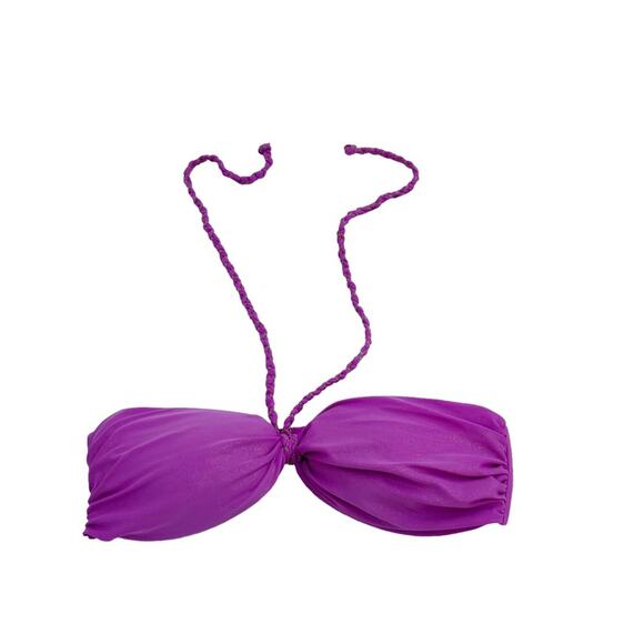 Xhilaration Purple With Gold Sheen & Braided Metal Chain Tie Neck Bikini Top, M - Picture 1 of 8